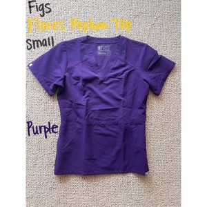 Figs Flores Peplum Scrub Top Sml Purple LIMITED Ed